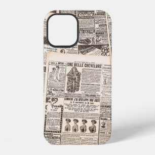 Newspaper pages with antique advertising. Woman's iPhone 12 Case