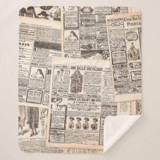 Newspaper pages with antique advertising. Woman's Sherpa Blanket