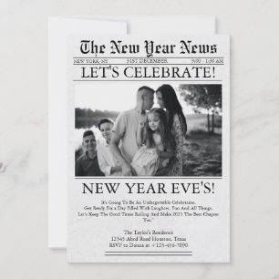 Newspaper Paper Unique Celebration New Year Eve's Invitation
