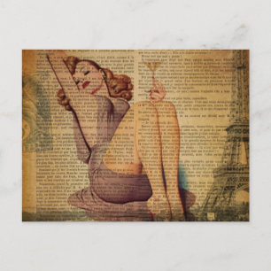 newspaper paris eiffel tower girls night out postcard