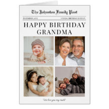 Newspaper Photo Collage Grandma Birthday Card