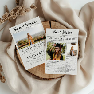 Newspaper Photo Graduation Party Invitation
