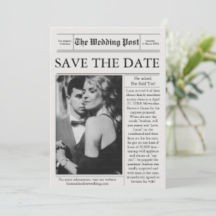 Newspaper Photo Save the Date Wedding  Invitation