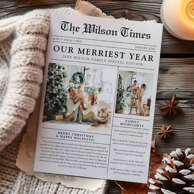 Newspaper Photo Unique Christmas Holiday Card (Creator Uploaded)
