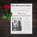 Newspaper Photo Unique Maid of Honour Proposal Invitation<br><div class="desc">Surprise your maid of honour with this modern,  stylish invitation featuring trendy newspaper look and your custom details. Easily add your own info by clicking on the "personalise" option.</div>