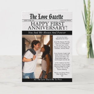 Newspaper Photo Wedding Anniversary Card