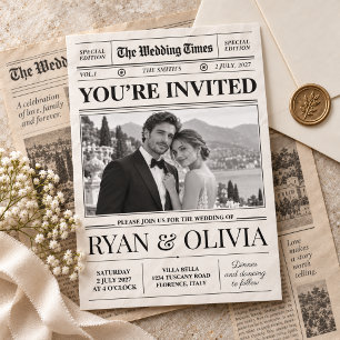 Newspaper Photo Wedding Invitation