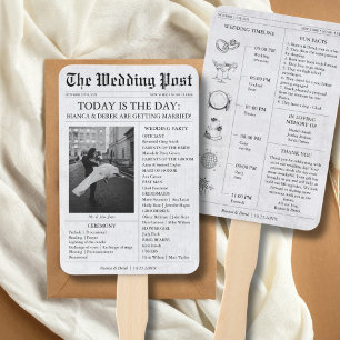 Newspaper Photo Wedding Program Timeline Hand Fan