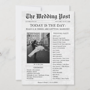 Newspaper Photo Wedding Program Timeline Invitation