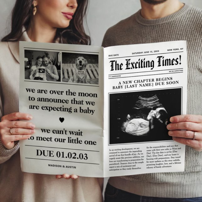 Newspaper Pregnancy Announcement Fold in Half  Poster (Creator Uploaded)
