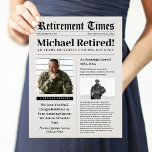 Newspaper Retirement Sign Gift for Military Vet Custom Letterhead<br><div class="desc">Create a newspaper keepsake for your military,  police,  fireman or first responder. Edit with your retiree's details. Add a special message from your family. List your career achievements. Printed with parchment paper effect. Print enough for all your retirement party guests and then frame as a keepsake for your veteran.</div>
