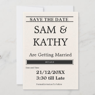 Newspaper Save the Date Card – Vintage & Unique We