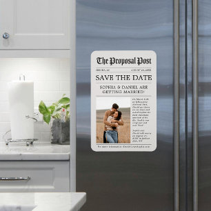Newspaper Save The Date Magnet Photo