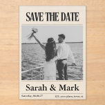 Newspaper Save the Date Vintage Custom photo Acrylic Invitations<br><div class="desc">Announce your wedding in a fun and unforgettable way with this newspaper-style save the date card. Designed with a vintage newspaper look and personalized details, this unique wedding announcement is perfect for couples who want a creative and stylish way to share their special date. Ideal for featuring custom photos, engagement...</div>