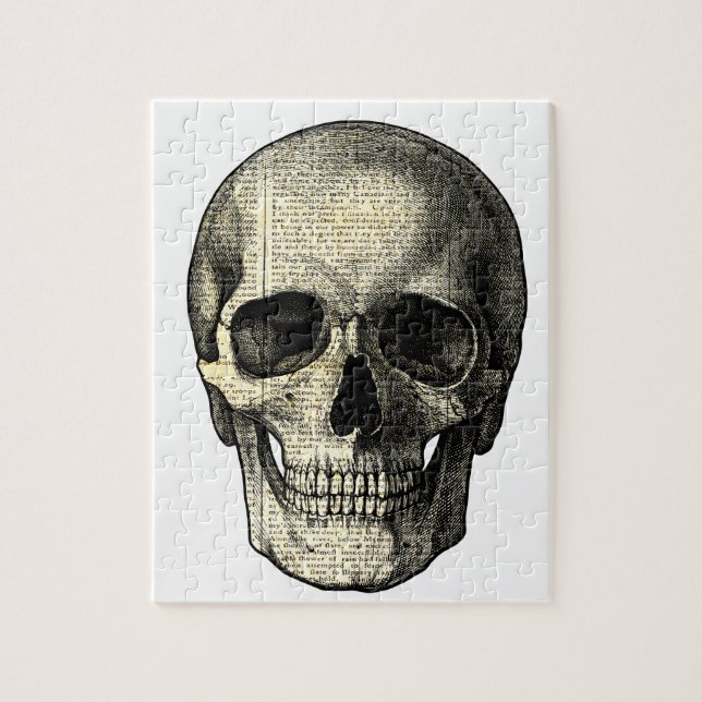 Newspaper skull jigsaw puzzle (Vertical)