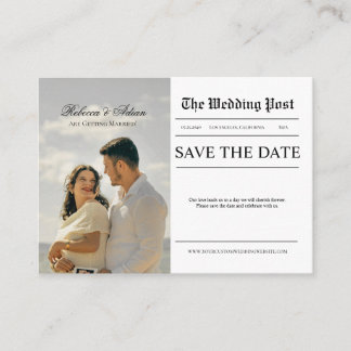 Newspaper Style Photo Wedding Save The Date Enclosure Card