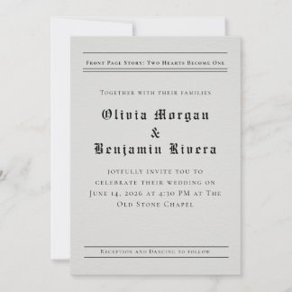 Newspaper-Style Wedding Invitation