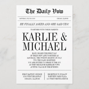 Newspaper Style Wedding Invitation