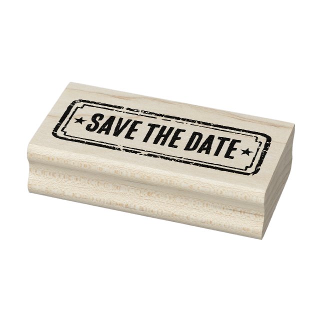 Newspaper Themed Distressed Save the date! Rubber Stamp (Stamp)