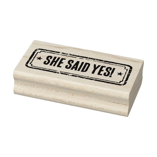 Newspaper Themed Distressed She Said Yes! Rubber Stamp (Stamp)