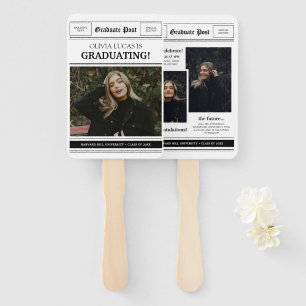 Newspaper Themed Photo Collage Graduation Hand Fan