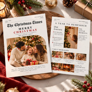 Newspaper Timeless YearTo Remember Photo Christmas Holiday Card