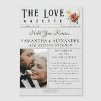 Newspaper Unique Chic Photo Save the Date Wedding