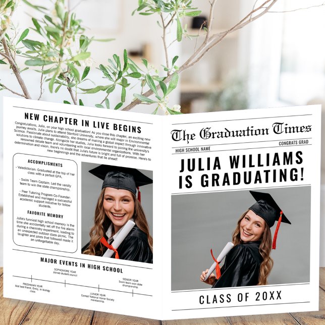 Newspaper Unique Class Of 2024 Graduation Keepsake Card (Newspaper Unique Class Of 2024 Graduation Keepsake Card Photo Prop)