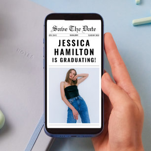 Newspaper Unique Class Of 2024 Graduation Photo Save The Date