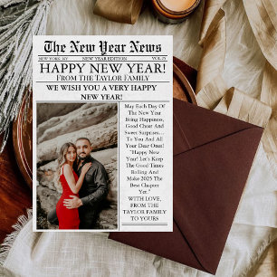 Newspaper Unique Fun Photo 2025 Happy New Year  Holiday Card