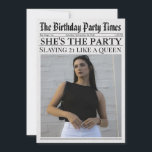 Newspaper Unique Fun Photo 21st Birthday Party  Invitation<br><div class="desc">Newspaper Unique Fun Photo 21st Birthday Party Invitation Celebrate your 21st birthday in style! Make your celebration even more unique with our custom Newspaper themed invites. Cheers to 21 years! 🥂 Make your birthday the talk of the town with our Newspaper themed invites. Customise it with your photo and let...</div>