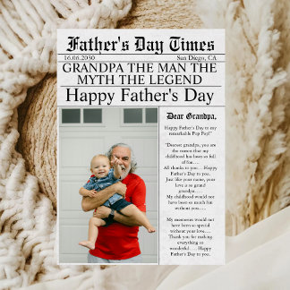 Newspaper Unique Fun Photo Father's Day Grandpa Card