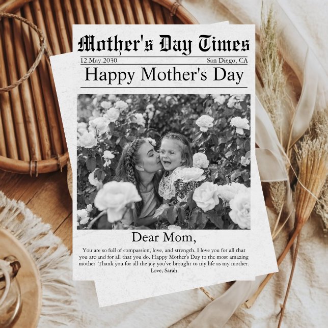Newspaper Unique Fun Photo Happy Mother's Day Card (Creator Uploaded)