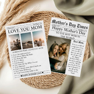 Newspaper Unique Fun Photo Happy Mother's Day Card