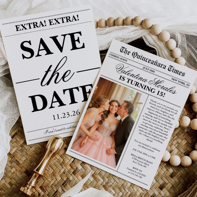 Newspaper Unique Fun Photo Quinceanera Invitation (Creator Uploaded)