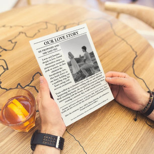 Newspaper Unique Fun Photo Save the Date Wedding Invitation