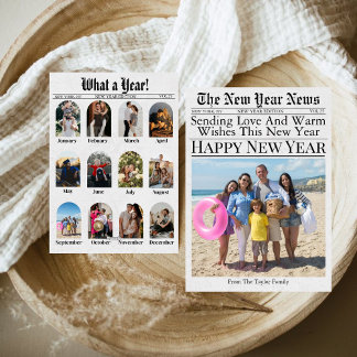 Newspaper Unique Fun What A Year New Year 2025 Holiday Card