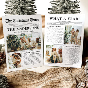 Newspaper Unique Fun What A Year Photo Christmas Holiday Card
