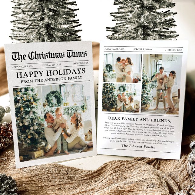 Newspaper Unique Fun What A Year Photo Christmas Holiday Card (Creator Uploaded)