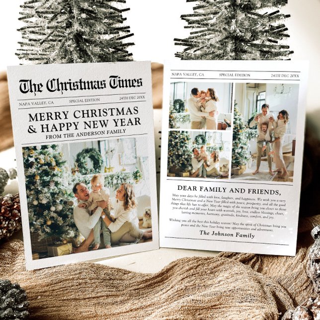 Newspaper Unique Fun What A Year Photo Christmas Holiday Card (Creator Uploaded)