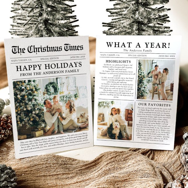 Newspaper Unique Fun What A Year Photo Christmas Holiday Card (Creator Uploaded)
