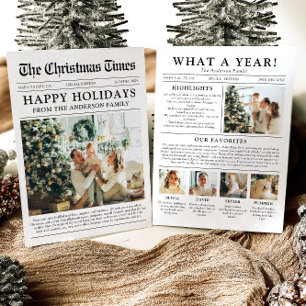 Newspaper Unique Fun What A Year Photo Christmas Holiday Card