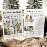 Newspaper Unique Fun What A Year Photo Christmas Holiday Card<br><div class="desc">Celebrate the highlights of your year with our unique "What A Year" Christmas photo holiday card. Designed in a modern newspaper style, this card offers a creative way to share your favourite memories and milestones. With customisable sections for photos and captions, it’s perfect for showcasing everything that made this year...</div>