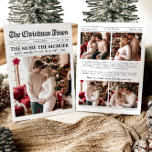 Newspaper Unique More the Merrier Baby Christmas Holiday Card<br><div class="desc">Our Newspaper Unique More the Merrier Baby Christmas Holiday Card is the perfect way to share your joyful news and holiday wishes with family and friends! Styled like a classic newspaper, this card captures the highlights of your year in a unique and charming format, featuring a festive design and sections...</div>