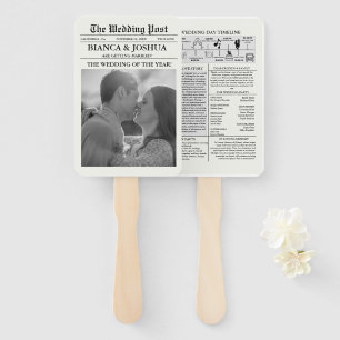 Newspaper Unique Photo Wedding Ceremony Timeline Hand Fan
