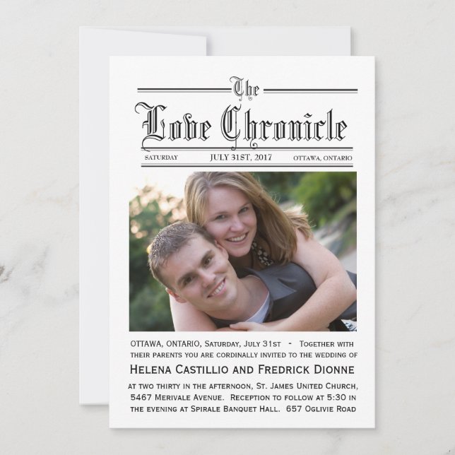 Newspaper Wedding Invitation (Front)