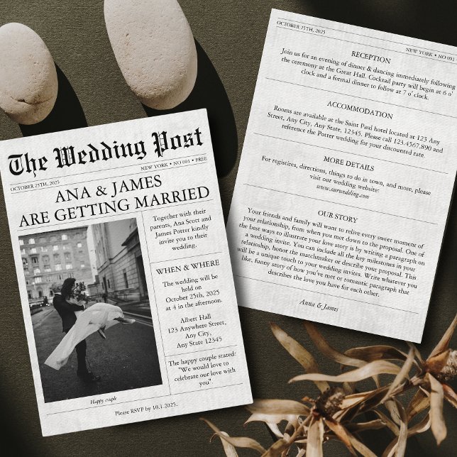Newspaper Wedding Invitation Details Photo (Creator Uploaded)