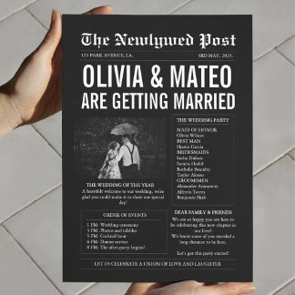 Newspaper Wedding Program Black And White Elegant Flyer