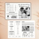 Newspaper Wedding Program Info Photo Card<br><div class="desc">CORRECTED VERSION: https://www.zazzle.com/newspaper_wedding_program_info_word_search_photos-256541339086083865 We discovered a small typo in the word search design—'husband' is misspelled as 'huspand.' We’ve created a corrected version of the design, link above. Thank you for your understanding! Make your wedding program a memorable keepsake with our newspaper style program. Our program features four pages of personalised...</div>