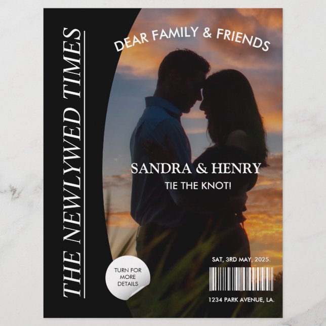 Newspaper Wedding Program Photo Magazine Fun Facts Flyer (Front)